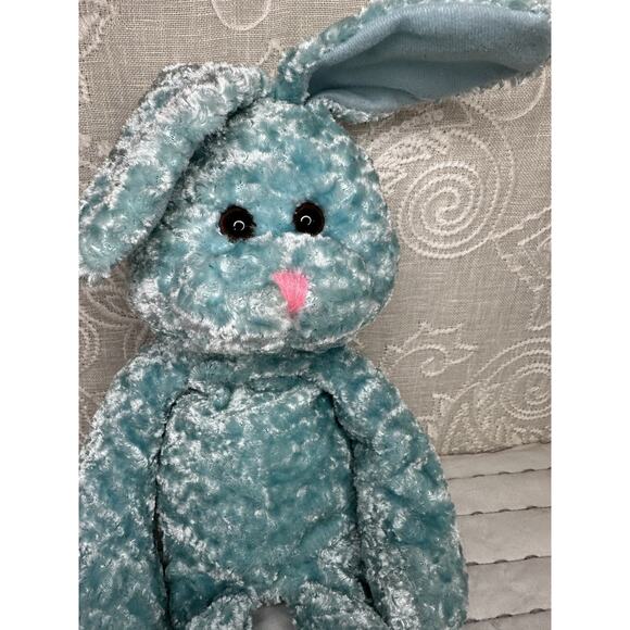 Vintage Bunny Plush PBC International Blue Textured Long Floppy Pink Nose 15” - Picture 2 of 7